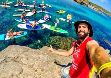 Have fun selfie while paddle surfing in Ibiza