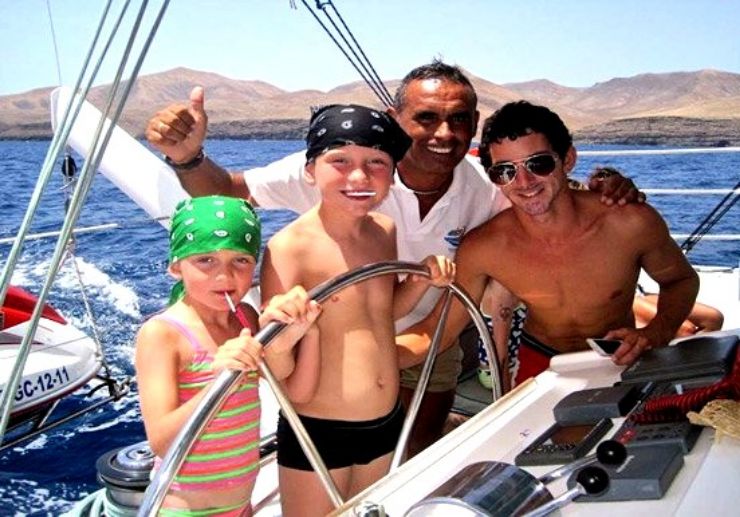 Catamaran family sailing in Lanzarote