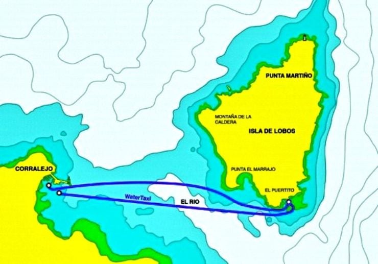 Private Water taxi to El Puertito route map