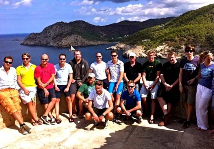 Jeep safari tour participants at Ibiza coast