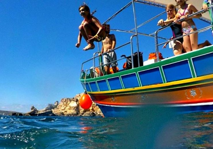 Kids in private boat charter in Malta