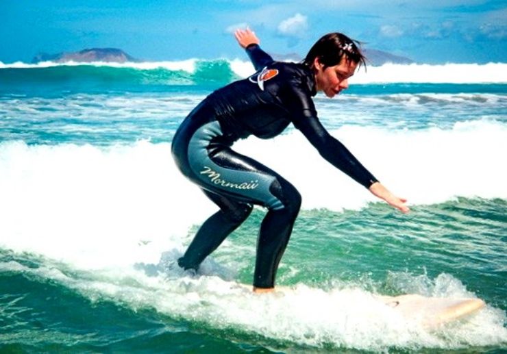 Surfing the waves in Lanzarote