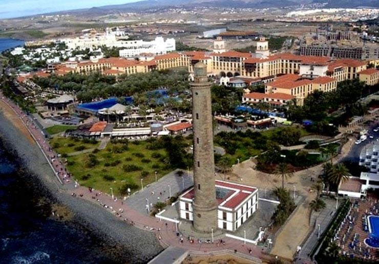 Helicopter tour view of Maspalomas light house