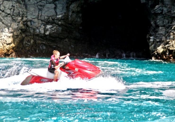 Check out acuatic cave on jet ski Lanzarote