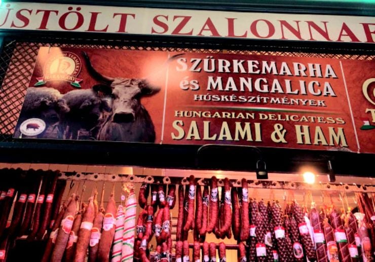 Hungarian market salami and ham