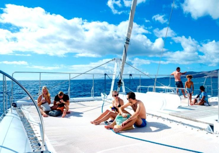 Relaxing on Catamaran deck