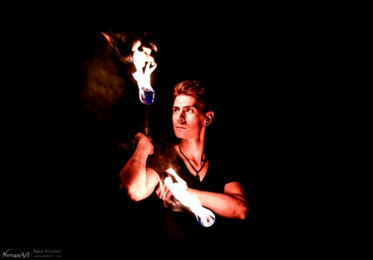 Fire juggling circus show budapest