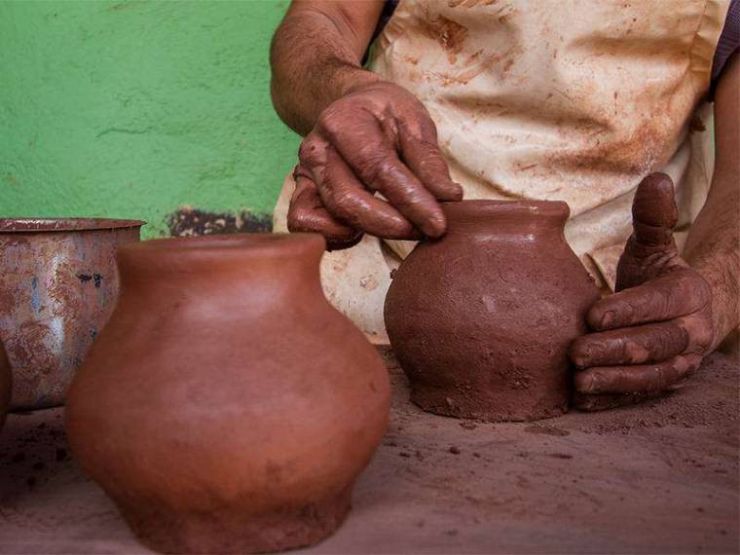 The making of ceramic pot at the La Gomera pottery centre